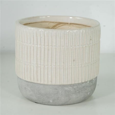 Mr. MJs Trading AI-CE10-235 White Stripes with Swirled Gray Base Planter