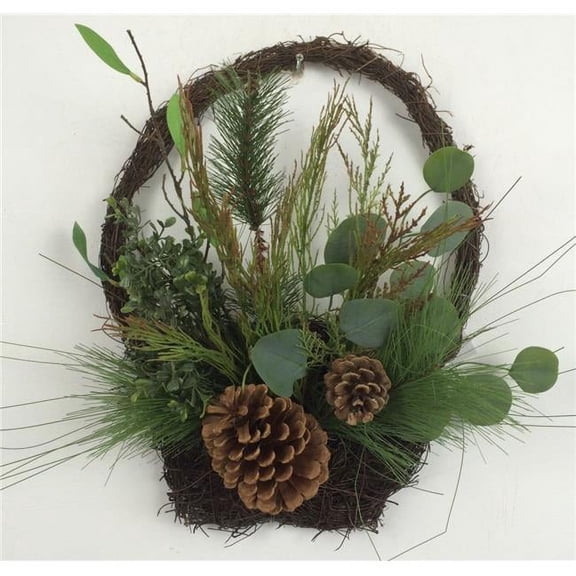Mr. MJs Trading AI-FL7064 Pinecones & Mixed Greens Hanging Basket
