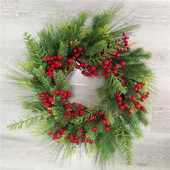 Mr. MJs Trading AI-FL7099 Red Berries with Greenery Wreath