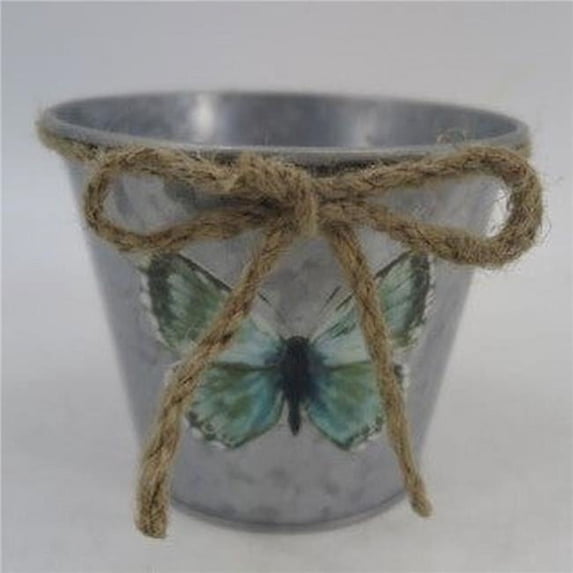 Mr. MJs Trading AI-GA3500-427 Silver with Blue Butterfly & Rope Ribbon Trim Planter