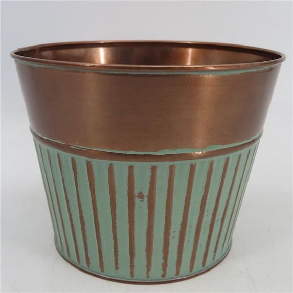 Mr. MJs Trading AI-GA3510-983 Bucket Shape Bronze & Green Ribbed Planter