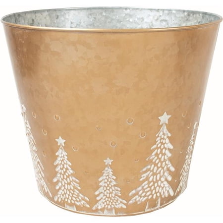 Mr. MJs Trading AI-GA3550GDT Gold with White Pine Tree Pattern Planter