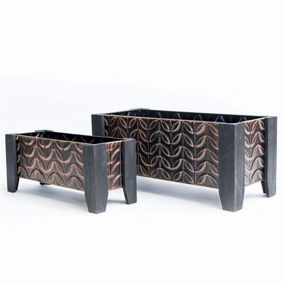 Mr. MJs Trading AI-GG9421 Antique Copper Metal on Legs Rectangular Planters, Set of 2