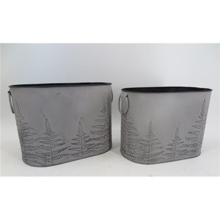 Mr. MJs Trading AI-GG9468 Gray with Fern Patterns Handled Buckets, Set of 2