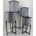 thumbnail image 1 of Mr. MJs Trading AI-GG9478 Silver, White Washed Leaf Patterned Buckets on Metal Legs Planters, Set of 4, 1 of 1