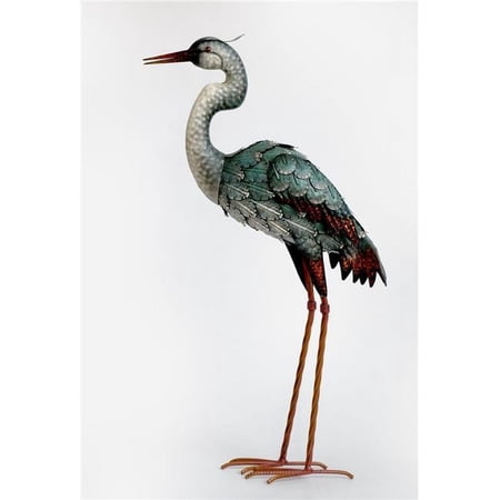 Mr. MJs Trading AI-GG9521 Silver Neck Metal Heron Garden Statue