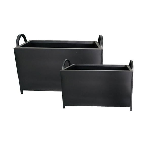 Mr. MJs Trading AI-GG9559 Rectangular Black Matte Metal Planters, Set of 2
