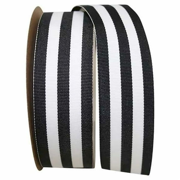 Mr. MJs Trading AI-RI09168 Black & White Striped Wired Ribbon