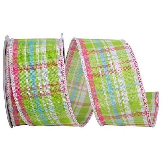 Mr. MJs Trading AI-RI40450 Bright Plaid Linen Wired Ribbon