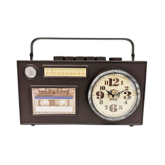 Mr. MJs Trading BM-TC3006 Cassette Tape Player & Radio Look Table Clock, Brown