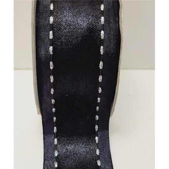 Mr. MJs Trading CM-PR030BK 1.5 in. x 10 Yards Sheer Black with Silver Stitching Ribbon