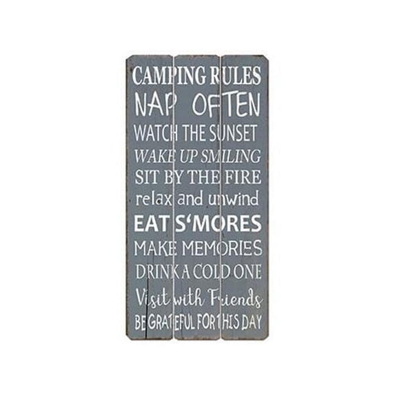 Mr. MJs Trading IV-S17-G353 Camping Rules Wooden Sign Wall Decor