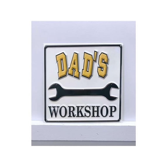 Mr. MJs Trading IV-W14-GT037 Dads Workshop Vintage Metal Wall Decor - Yellow & Black