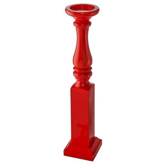 Mr. MJs Trading Red Wooden Spindle Candle Holder