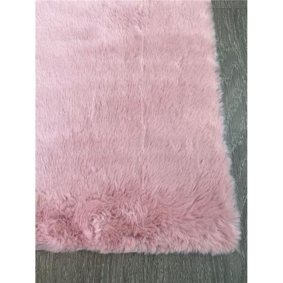 Mr. MJs Trading VA-FRF-58-202PNK 5 x 8 ft. Pink Rectangular Faux Fur Rabbit Rectangle Area Rug