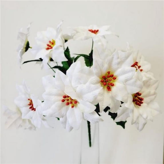 Mr. MJs Trading White Poinsettia Bush Artificial Flowers