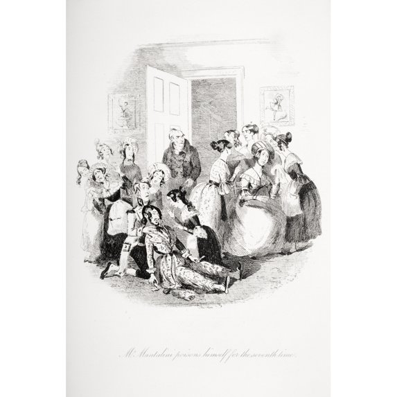 Mr Mantalini Poisons Himself For The Seventh Time.Illustration From The Charles