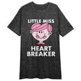thumbnail image 1 of Mr. Men And Little Miss Meme Little Miss Heartbreaker Crew Neck Short Sleeve Charcoal Heather Women's Night Shirt-Small, 1 of 3
