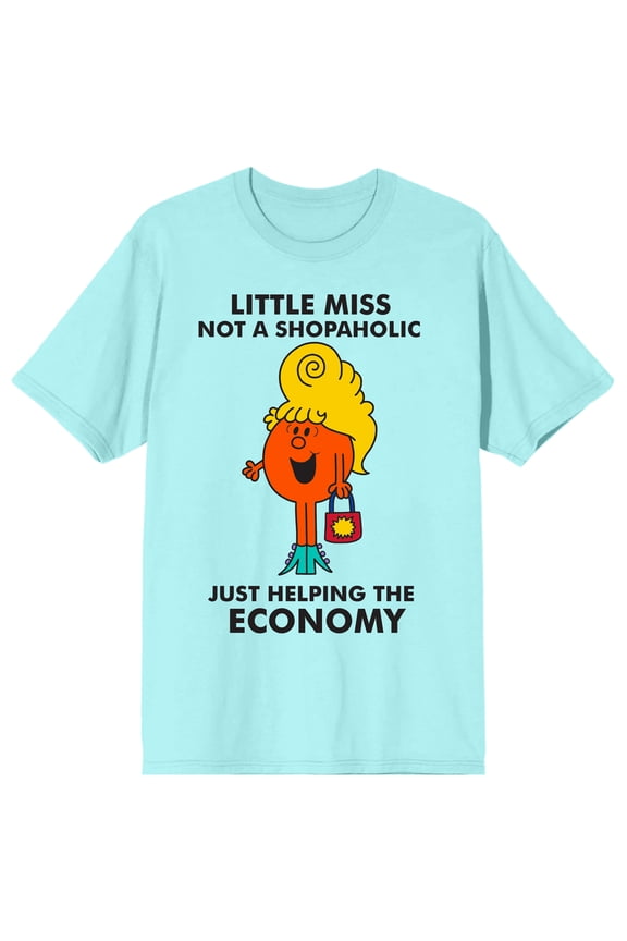 Mr. Men And Little Miss Meme Little Miss Shopaholic Crew Neck Short Sleeve Celadon Women's T-shirt-Large