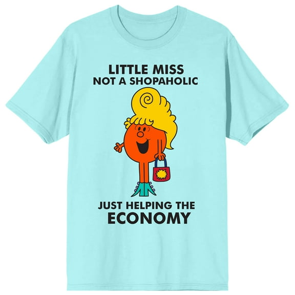 Mr. Men And Little Miss Meme Little Miss Shopaholic Crew Neck Short Sleeve Celadon Women's T-shirt-XL