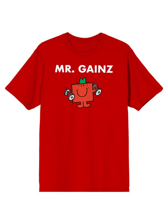 Mr. Men And Little Miss Meme Mr. Gainz Crew Neck Short Sleeve Red Men's T-shirt-Medium