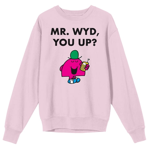 Mr. Men And Little Miss Meme Mr. WYD You Up Crew Neck Long Sleeve Cradle Pink Men's Sweatshirt-Small