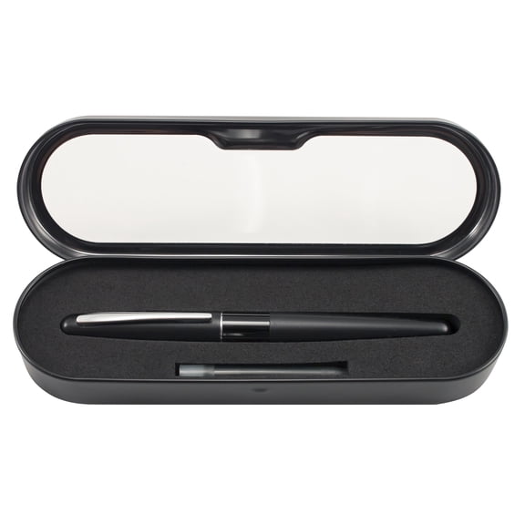 Pilot Metropolitan Fountain Pen, Black Gloss Barrel, Medium Nib, Black Ink