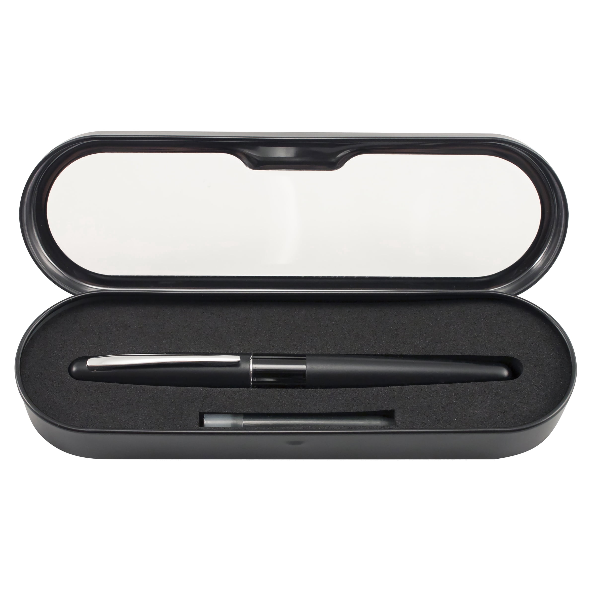 Pilot Metropolitan Fountain Pen, Black Gloss Barrel, Medium Nib, Black Ink