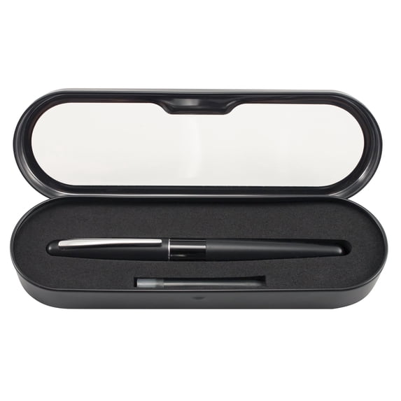 Pilot Metropolitan Fountain Pen, Black Gloss Barrel, Medium Nib, Black Ink