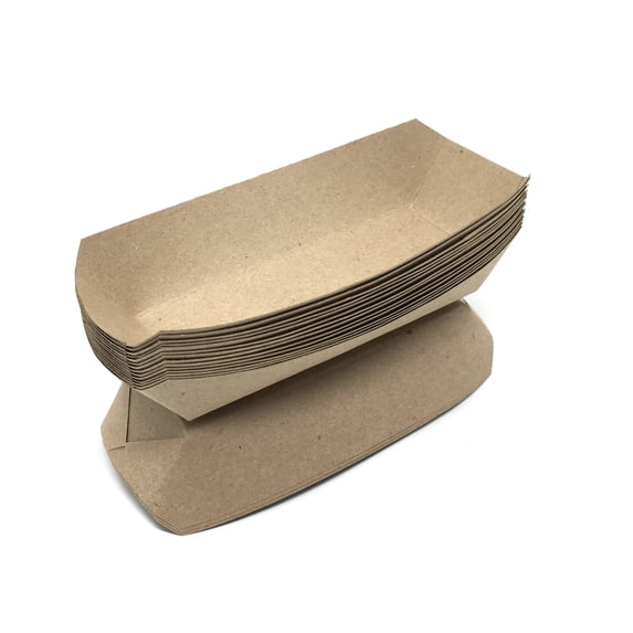 Mr Miracle Kraft Paper Hot Dog Trays. Dimensions - 7 x 3.25 x 1.5 Inches. Pack of 250