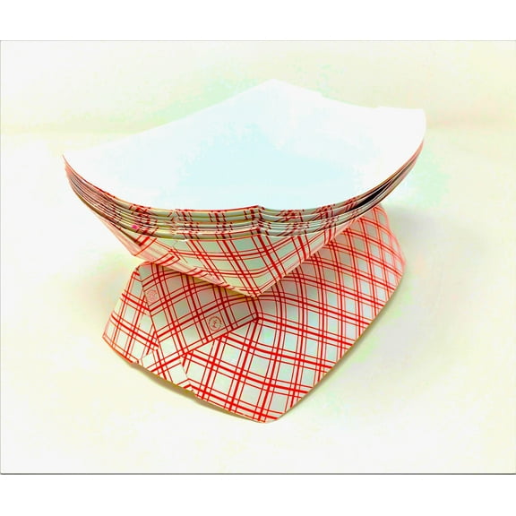 Mr Miracle Red/White Paper Food Tray Two Pound Size.Dimensions - 6.5 x 4.75 x 1.75 Inches. Pack of 50