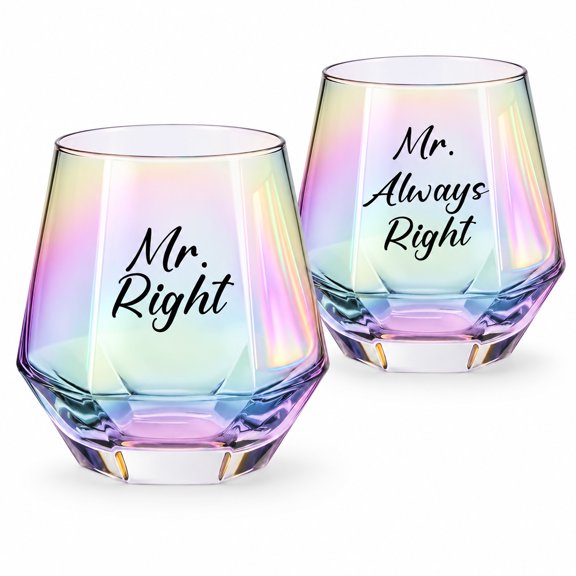 Mr & Mr Rainbow Glasses, 10 oz Set of 2, Gay Couple Gifts
