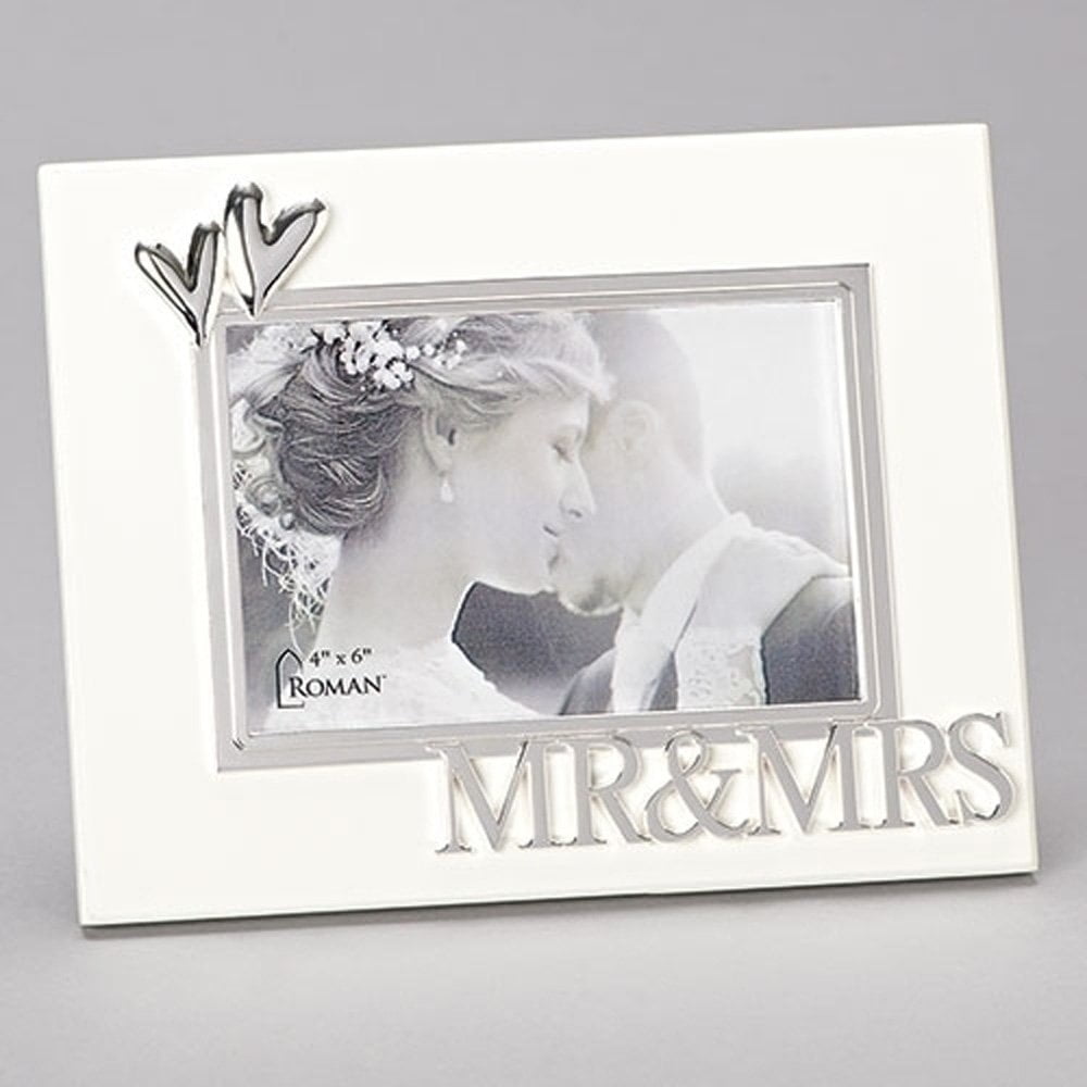 Ivory and Silver Mr & Mrs Wedding Photo Frame