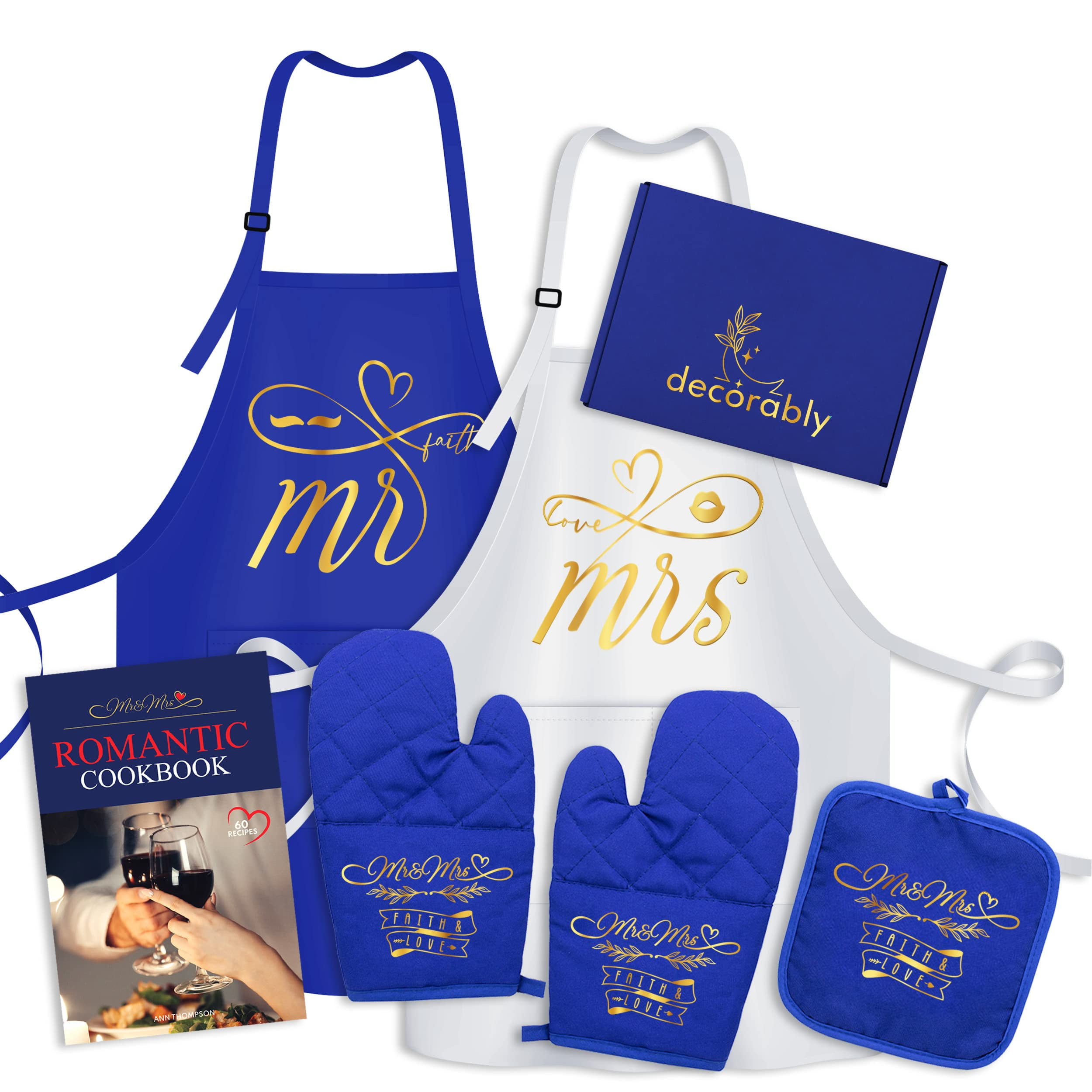 Mr and Mrs Aprons for Couples Bridal Shower Gifts, His and Hers Apron