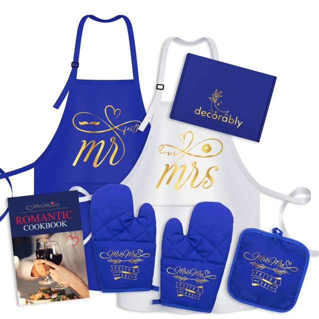 Mr and Mrs Aprons for Couples Bridal Shower Gifts, His and Hers Apron