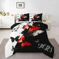 thumbnail image 1 of Mr Mrs Bedding Set Twin Red Black Butterfly Comforter Set Romantic Valentine'S Day Down Comforter For Adults Men Women Romantic Love Theme Quilt Set Black Red Room Decor 2 Pcs, 1 of 7