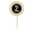 thumbnail image 1 of Mr & Mrs Black Rustic Burlap Wedding Cupcake Decoration Topper Food Picks, 1 of 1