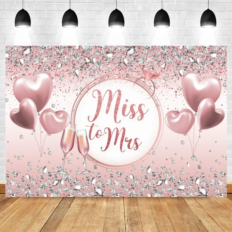 Lofaris Rose Gold Bridal Shower Backdrop 9x6 Ft | Pink Floral Glitters Miss To Mrs Background, Wedding Party Decor