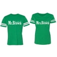 thumbnail image 1 of Mr. Mrs. Brown Matching Couple Cotton Jerseys (Men Green / Women Green) (Men XL / Women L), 1 of 3