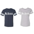 thumbnail image 1 of Mr. Mrs. Brown Matching Couple Cotton Jerseys (Men Navy / Women Heather) (Men S / Women XL), 1 of 3