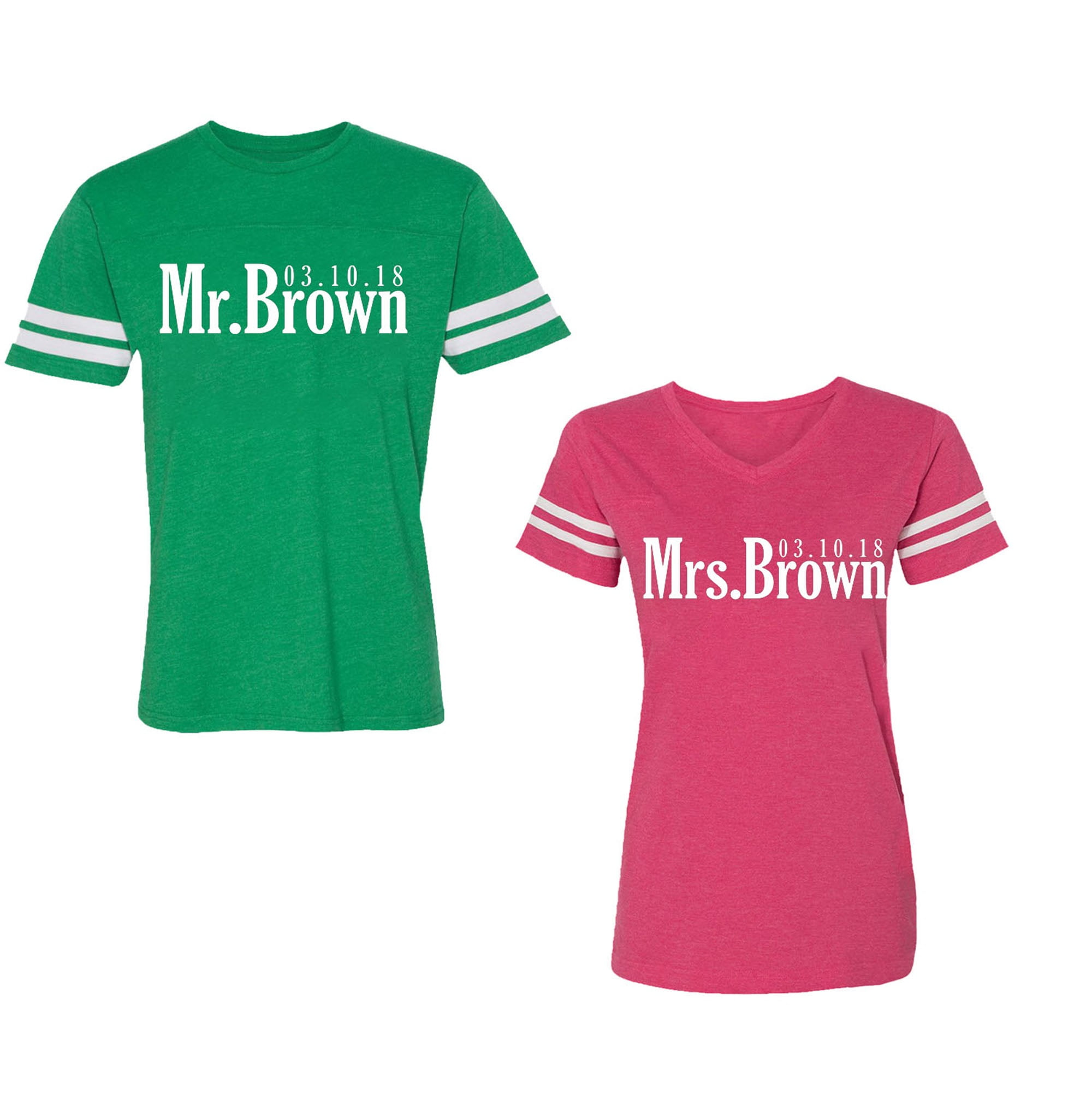 Mr. Mrs. Brown Unisex Couple Matching Cotton Jersey style TShirt