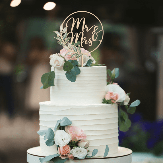 Mr & Mrs Cake Topper Greeny Wedding Cake Topper in Wood