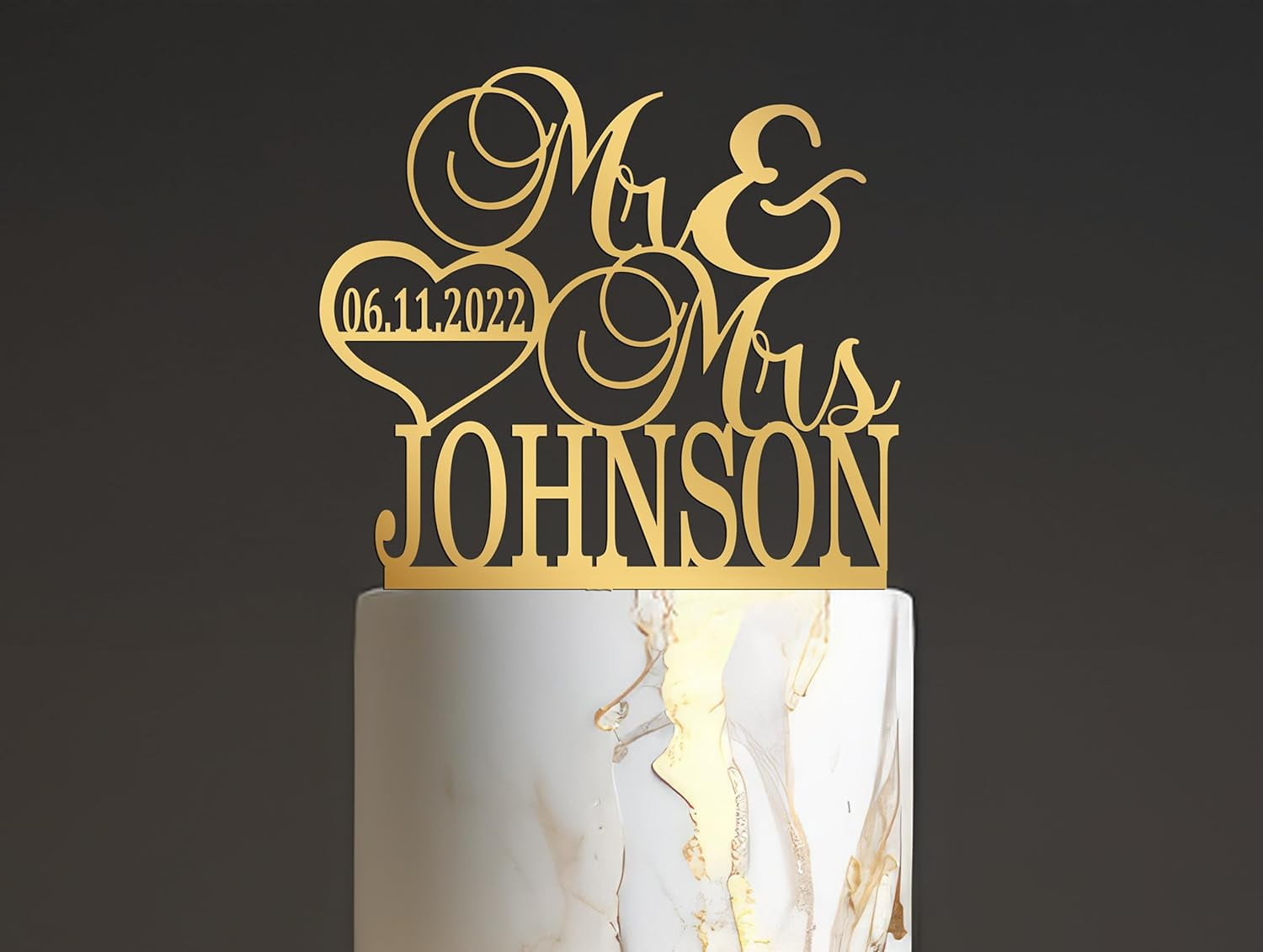 Mr and Mrs Cake Topper for wedding, Last name and date topper ...