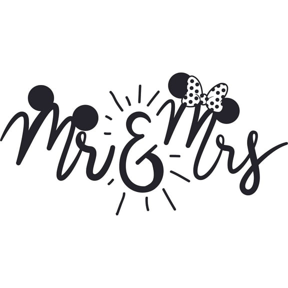 Mr. And Mrs. Cartoon Design Customized Name Wall Decal - Custom Vinyl Wall Art - Personalized Name - Baby Girl Boy Bedroom Wall Decal Room Decor Wall Sticker Decoration Size (35x40 inch)