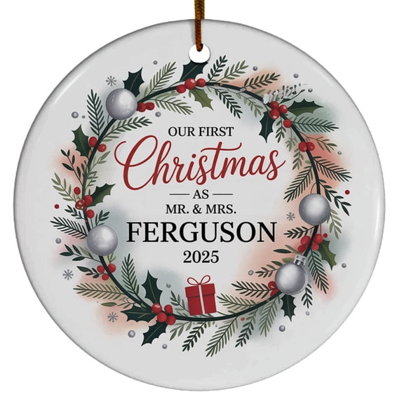 Mr & Mrs Christmas Ornament Gift for Xmas Wedding Engaged, Our First Christmas As 2025, 1st Christmas