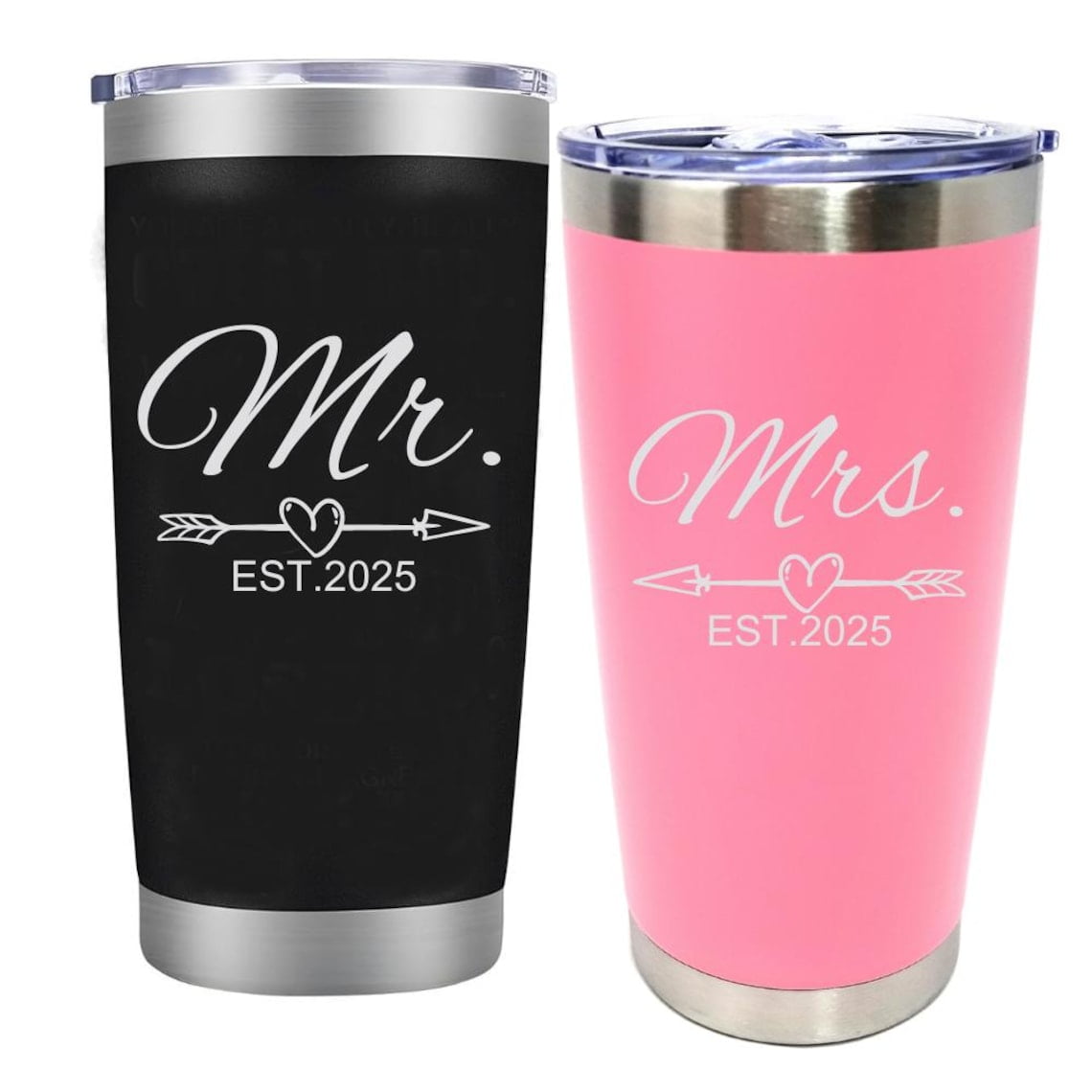 Mr and Mrs Coffee Mugs Couples Gifts Ideas for Christmas Wedding Anniversary Engagement Valentines, His Hers Present Husband Wife Him Her Men Women Bride Groom Newlyweds 20OZ Tumbler Black + Pink - Walmart.com
