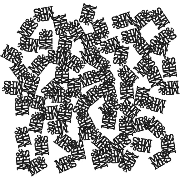 Mr & Mrs Confetti Black Glitter, Wedding Table Decor, Engagement Bride to Be Paper Scatter, Bridal Shower Party Table Decoration, 120pcs