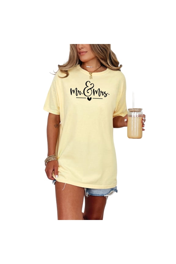 Mr and Mrs Couples T-Shirt, Romantic Matching Shirts for Husband and Wife, Wedding Anniversary Gift, Cute Couples Outfits, Bride and Groom, Butter Comfort Colors T-Shirt, XL