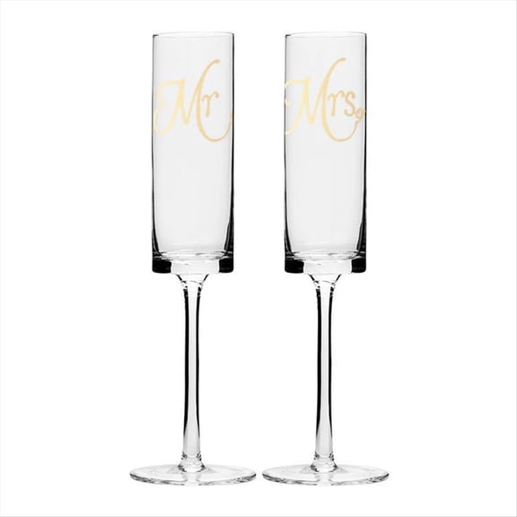 Mr&Mrs Crystal Champagne Flutes Set of 2,Bride & Groom Toasting Glass,Modern&Elegant, Gift for Wedding,Anniversary,2* champagne flutes