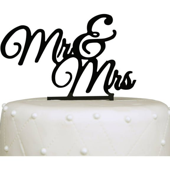 "Mr & Mrs" Elegant Acrylic Cake Topper, Black